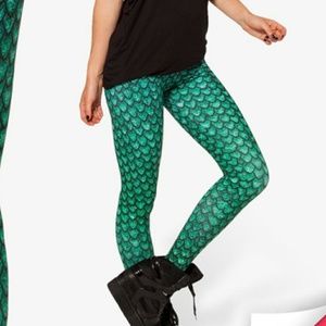 Fish scale leggings green women girls size XS
